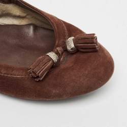 Tod's Dark Brown Suede Scrunch Ballet Flats Size 38
