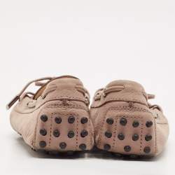 Tod's Brown Nubuck Leather Bow Scrunch Penny Loafers Size 40.5