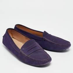 Pre Owned حذاء لوفرز تودز سهل الارتداء سويدي أرجواني مقاس 39.5