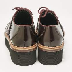 Tod's Burgundy Brogue Leather Platform Lace Up Oxfords Size 38