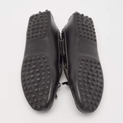 Pre Owned Tod's Black Leather Bow Slip On Loafers Size 38.5