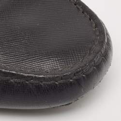 Pre Owned Tod's Black Leather Bow Slip On Loafers Size 38.5