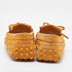 Tod's Yellow Suede Studded Fringe Bow Slip On Loafers Size 36