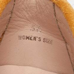 Tod's Yellow Suede Studded Fringe Bow Slip On Loafers Size 36