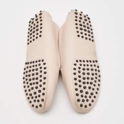Pre Owned Tod's Cream Leather Slip On Loafers  Size 38.5