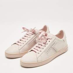 Tod's Pink Perforated Nubuck Leather Low Top Sneakers Size 37