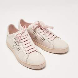 Tod's Pink Perforated Nubuck Leather Low Top Sneakers Size 37