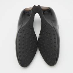 Pre Owned Tod's Black Patent Leather Wedge Pumps Size 37.5