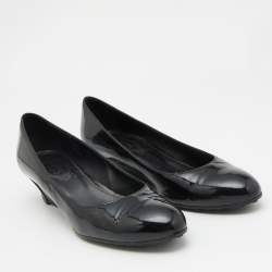 Pre Owned Tod's Black Patent Leather Wedge Pumps Size 37.5