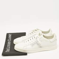Pre Owned Tod's White Leather Lace Up Sneakers Size 37.5