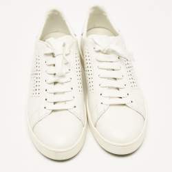 Pre Owned Tod's White Leather Lace Up Sneakers Size 37.5