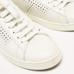Pre Owned Tod's White Leather Lace Up Sneakers Size 37.5