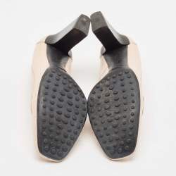 مملوكة مسبقًا Tod's Beige Leather Block Heel Loafer Pumps Size 35.5