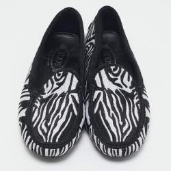 Tod's Black/White Suede Embroidered Slip On Loafers Size 40.5
