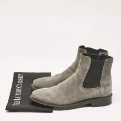 Tod's Grey Suede and Elastic Fabric Ankle Boots Size 38