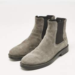 Tod's Grey Suede and Elastic Fabric Ankle Boots Size 38