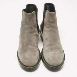 Tod's Grey Suede and Elastic Fabric Ankle Boots Size 38