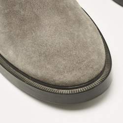 Tod's Grey Suede and Elastic Fabric Ankle Boots Size 38