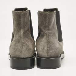 Tod's Grey Suede and Elastic Fabric Ankle Boots Size 38