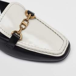 Tod's White/Black Leather Slingback Loafers Size 38