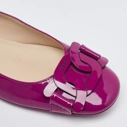 Tod's Mauve Purple Patent Leather Ballet Flats Size 37.5