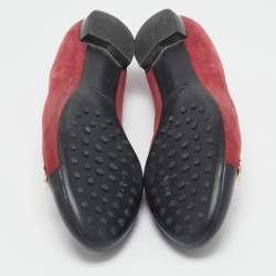 Tod's Red/Black Patent Leather and Suede Ballet Flats Size 39.5