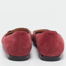Tod's Red/Black Patent Leather and Suede Ballet Flats Size 39.5