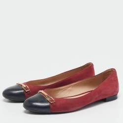 Tod's Red/Black Patent Leather and Suede Ballet Flats Size 39.5