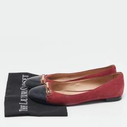Tod's Red/Black Patent Leather and Suede Ballet Flats Size 39.5