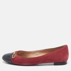 Tod's Red/Black Patent Leather and Suede Ballet Flats Size 39.5