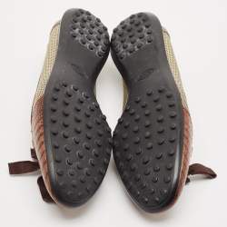 Tod's Brown/Metallic Leather and Mesh  Ballet Flats Size 38.5