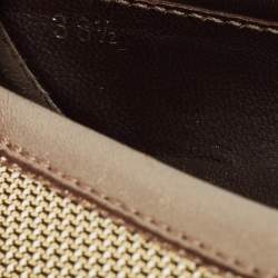 Tod's Brown/Metallic Leather and Mesh  Ballet Flats Size 38.5
