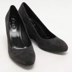 Tod's Grey Suede Wedge Pumps Size 38.5