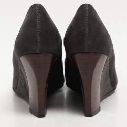 Tod's Grey Suede Wedge Pumps Size 38.5