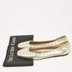 Tod's Metallic Gold Leather Studded Ballet Flats Size 39.5