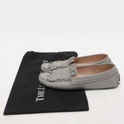 Tod's Grey Leather Loafers Size 37.5