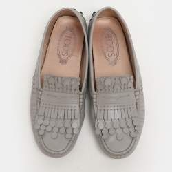 Tod's Grey Leather Loafers Size 37.5