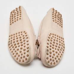 Pre Owned Tod's Cream Leather Slip On Loafers  Size 39.5