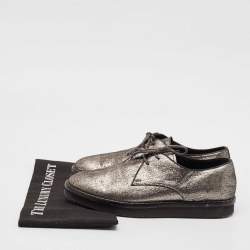 Tod's Metallic Bronze Leather Platform Lace Up Oxfords Size 38.5 