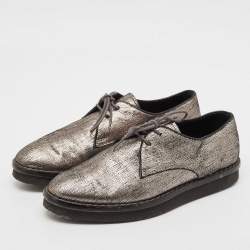 Tod's Metallic Bronze Leather Platform Lace Up Oxfords Size 38.5 
