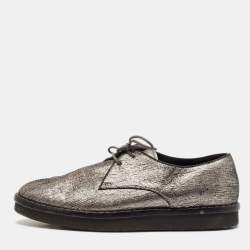 Tod's Metallic Bronze Leather Platform Lace Up Oxfords Size 38.5 