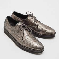 Tod's Metallic Bronze Leather Platform Lace Up Oxfords Size 38.5 