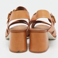 Tod's Tan Leather Criss Cross Ankle Strap Sandals Size 39.5