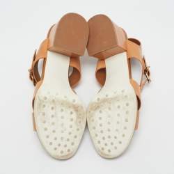 Tod's Tan Leather Criss Cross Ankle Strap Sandals Size 39.5