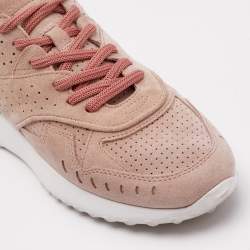 Tod's Dusty Pink Suede Perforated Low Top Sneakers Size 36.5