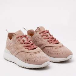 Tod's Dusty Pink Suede Perforated Low Top Sneakers Size 36.5