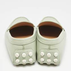 Tod's Mint Green Leather Slip On Loafers Size 37.5