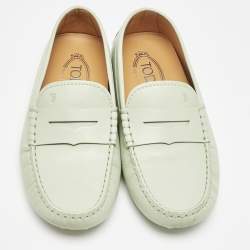 Tod's Mint Green Leather Slip On Loafers Size 37.5