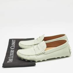 Tod's Mint Green Leather Slip On Loafers Size 37.5