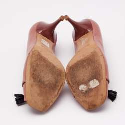 Tod's Pink Lizard Embossed Leather Peep Toe Pumps Size 38